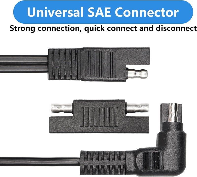 CERRXIAN Right Angle Extension Cable 09m 90 Degree 12AWG SAE to SAE Quick Disconnect Wire Harness for Solar Panel Motorcycle Cars RV Black - Image 3