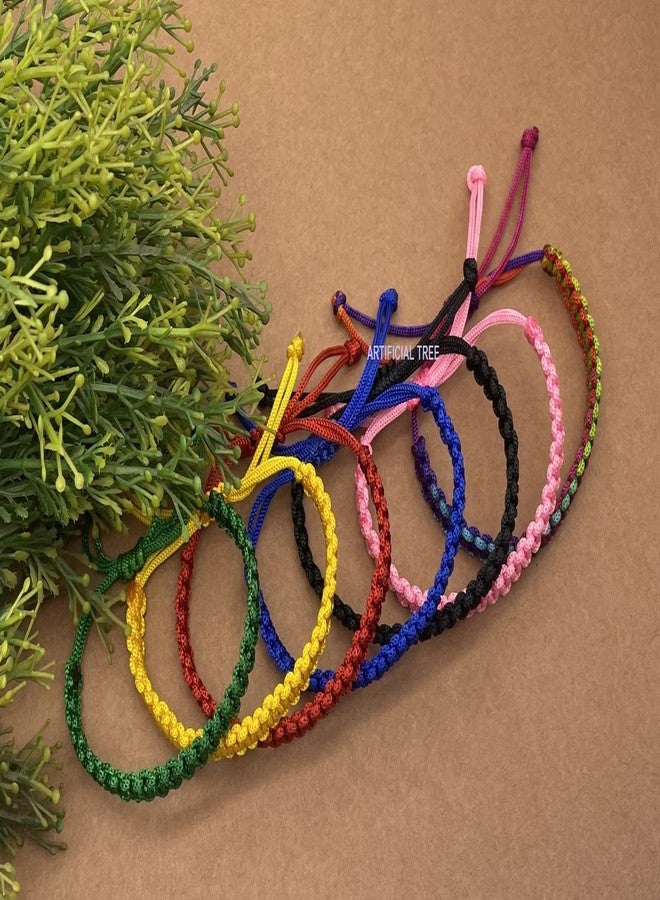 ARTIFICIAL TREE Handmade Nazar Thread Bracelet Friendship Band for Women, Men, Girls & Boys 7 Piece (Black, Red, Pink, Green, Yellow, Blue, Multicolour) (AT GIRLS BRCT 020) - Image 3