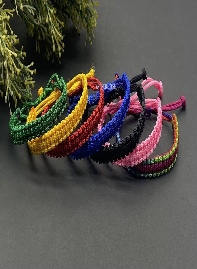 ARTIFICIAL TREE Handmade Nazar Thread Bracelet Friendship Band for Women, Men, Girls & Boys 7 Piece (Black, Red, Pink, Green, Yellow, Blue, Multicolour) (AT GIRLS BRCT 020) - Image 4