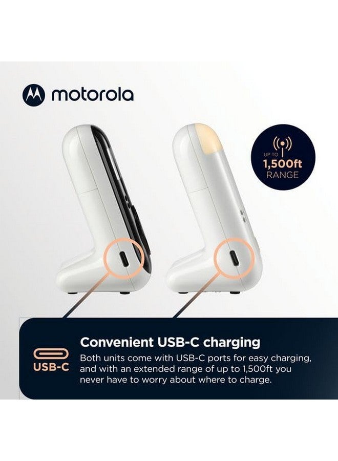 Motorola Nursery جهاز مراقبة الأطفال الصوتي Motorola Nursery PIP15، جهاز مراقبة أطفال عالي الدقة مزدوج الغرفة مع إضاءة ليلية، مدى 1500 قدم، محادثة ثنائية الاتجاه، يتضمن وحدة الوالدين، شاشتين - Image 3