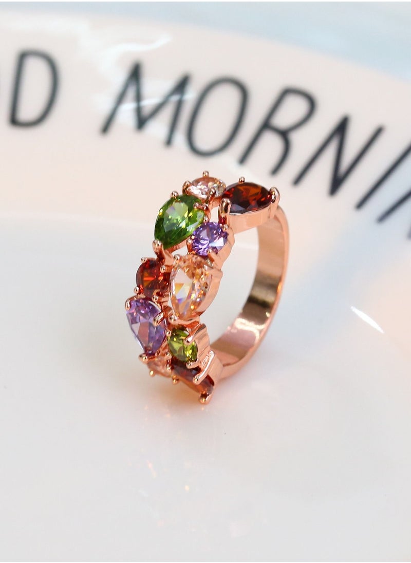 NIBEMINENT Colorful Zircon Necklace Earrings Set Ladies Jewelry Three-piece  - Image 3