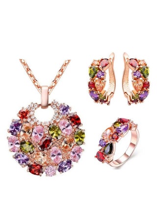 Colorful Zircon Necklace Earrings Set Ladies Jewelry Three-piece - pzsku/Z5A6FA7135CD3FEB15E6AZ/45/_/1677143646/73c7e8bb-d412-45bd-bc98-937ebefdcdef