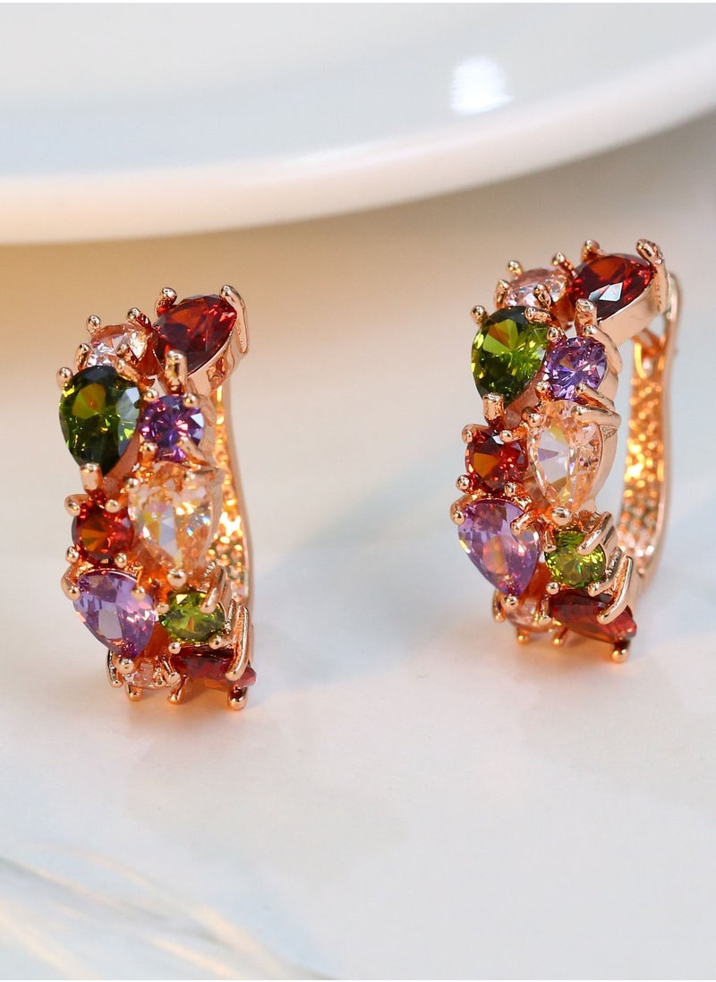 NIBEMINENT Colorful Zircon Necklace Earrings Set Ladies Jewelry Three-piece  - Image 4