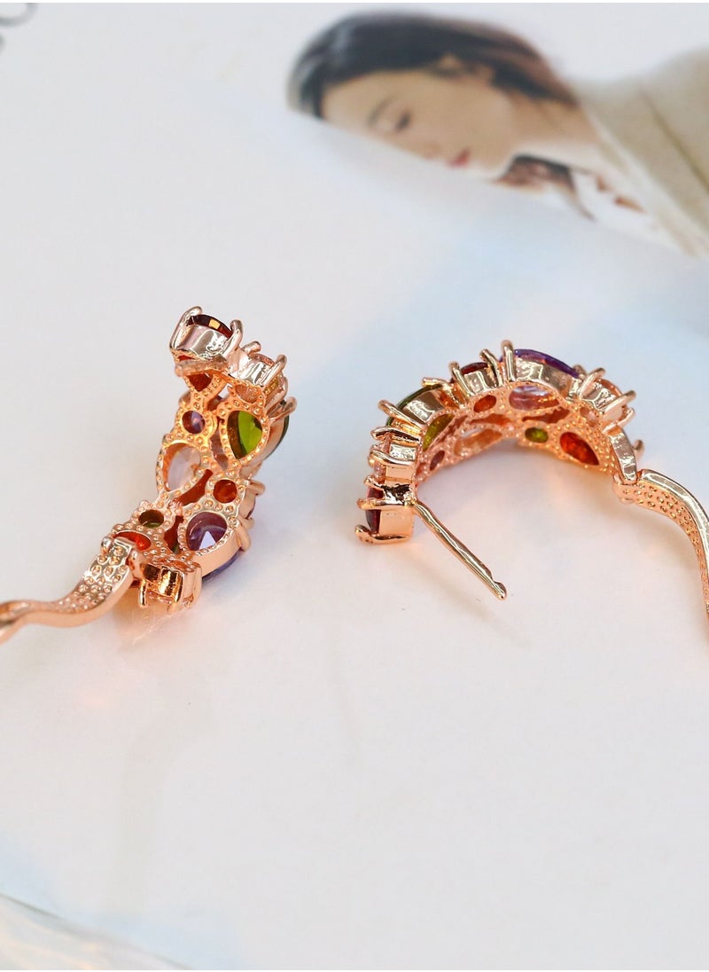 NIBEMINENT Colorful Zircon Necklace Earrings Set Ladies Jewelry Three-piece  - Image 5