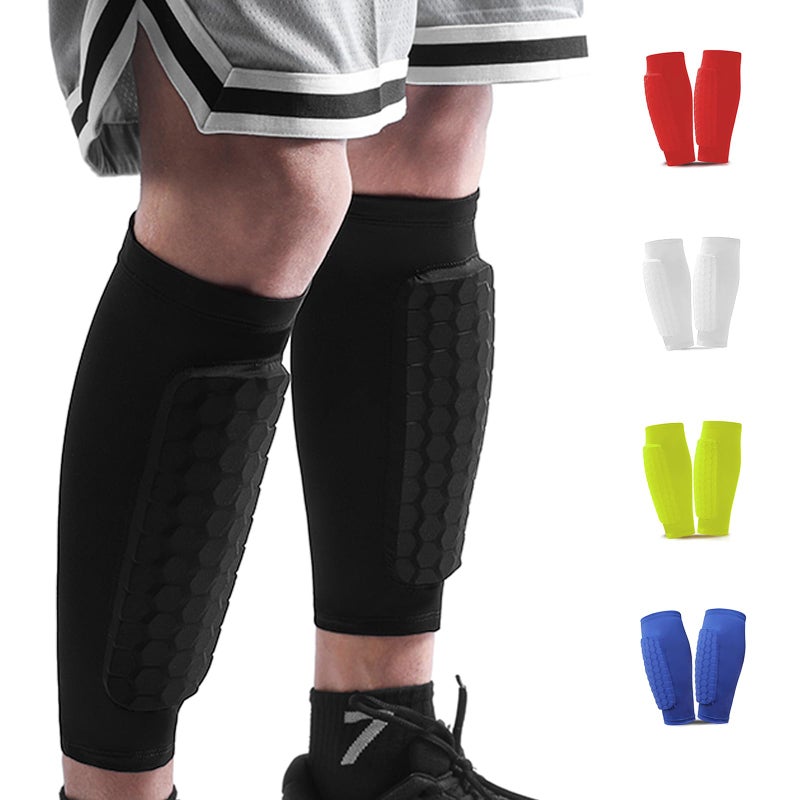 BIRDDIE Soccer Shin Guards Shin Pads for Kids Youth Adult, Calf Compression Sleeve with Honeycomb Pads, Support for Shin Splint Baseball Boxing Kickboxing MTB - Image 1
