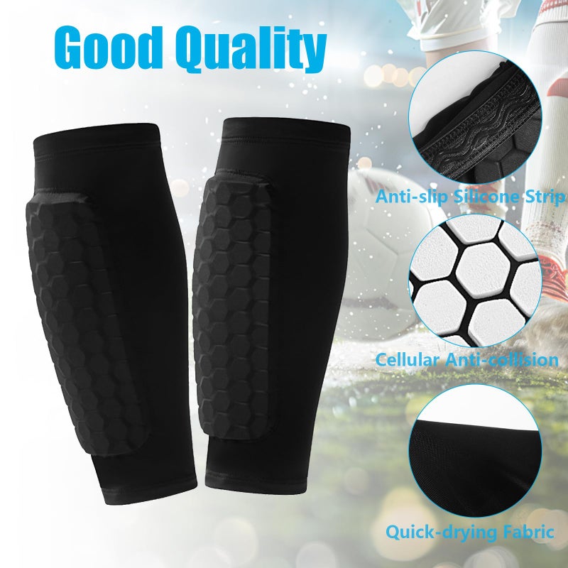 BIRDDIE Soccer Shin Guards Shin Pads for Kids Youth Adult, Calf Compression Sleeve with Honeycomb Pads, Support for Shin Splint Baseball Boxing Kickboxing MTB - Image 4