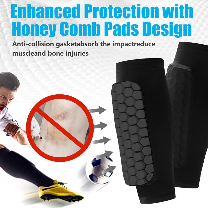 BIRDDIE Soccer Shin Guards Shin Pads for Kids Youth Adult, Calf Compression Sleeve with Honeycomb Pads, Support for Shin Splint Baseball Boxing Kickboxing MTB - Image 3