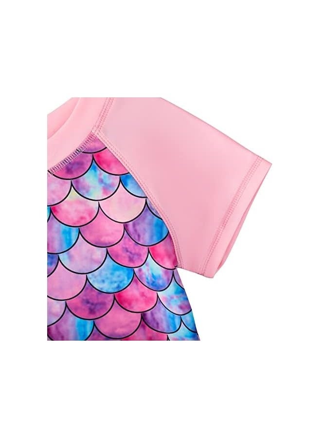 Girls Swimming Costume Girls Swimsuit Kids Two Pieces Short Sleeve Bathing Suit UPF 50+ Protection Swim Set - Image 3