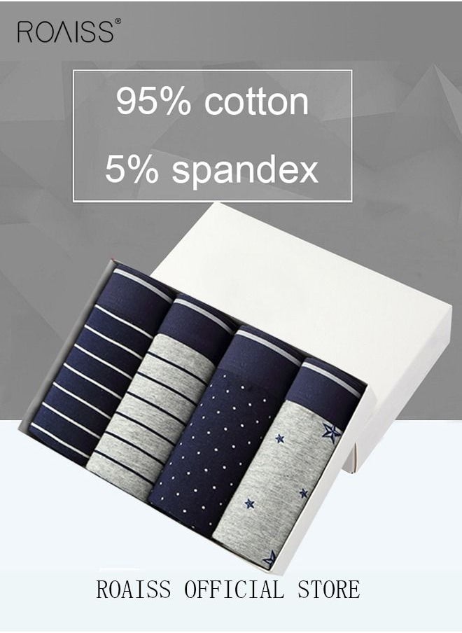 roaiss - 4 Packs of Men Boxer Briefs Shorts Breathable Soft Underwear Summer High Stretch Seamless Underwear - Image 1