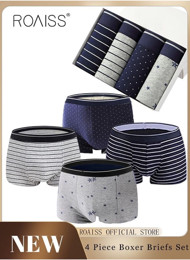 roaiss - 4 Packs of Men Boxer Briefs Shorts Breathable Soft Underwear Summer High Stretch Seamless Underwear - Image 1