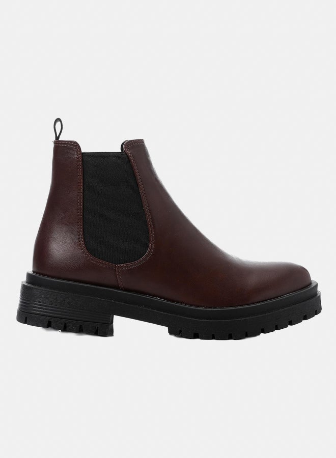 XO Style Leather Ankle Boot -   Burgandy - Image 2