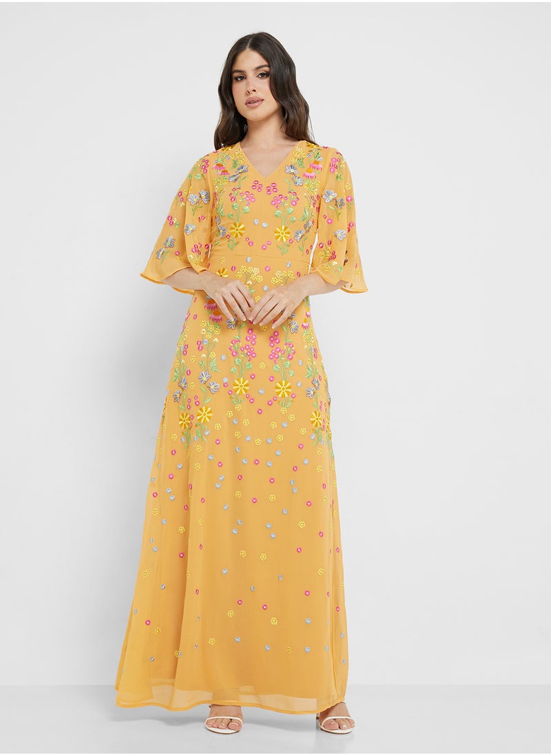 Frock and Frill Floral Embroidered Dress  - Image 4