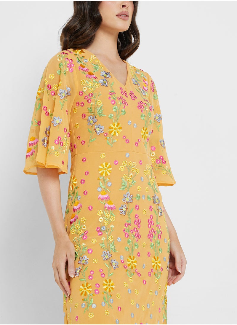 Frock and Frill Floral Embroidered Dress  - Image 3