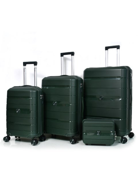 Morano Luggage Set Hard-Side Unbreakable Polypropylene Lightweight 4-Piece Spinner Suitcase with Built-in TSA Lock (Green 4 Pieces)