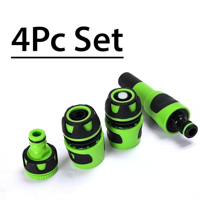 OUTO 4 Pcs Hose Water Pipe Connector Set 1/2"-3/4" Tap Adaptor & Adjustable Grip Nozzle for Lawn Garden Yard Car & Bike Washing Accessories Baby Bath Garden Toys - Image 4