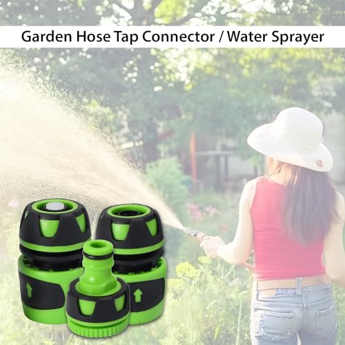 OUTO 4 Pcs Hose Water Pipe Connector Set 1/2"-3/4" Tap Adaptor & Adjustable Grip Nozzle for Lawn Garden Yard Car & Bike Washing Accessories Baby Bath Garden Toys - Image 5