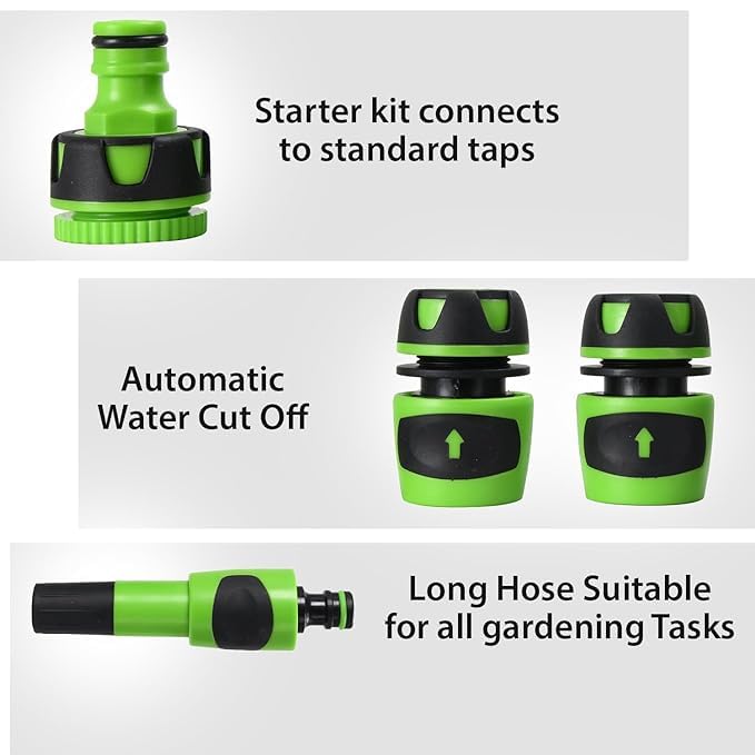 OUTO 4 Pcs Hose Water Pipe Connector Set 1/2"-3/4" Tap Adaptor & Adjustable Grip Nozzle for Lawn Garden Yard Car & Bike Washing Accessories Baby Bath Garden Toys - Image 3
