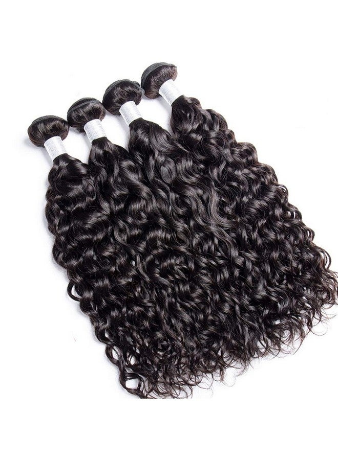 Czrleaty Brazilian Water Wave 5Bundles(50G/Bundle) With 4X4 Lace Closure Wet And Wavy Bundles With Closure Deep Curly Human Hair Bundles With Closure(10/10/10/10/10+10)  - Image 4