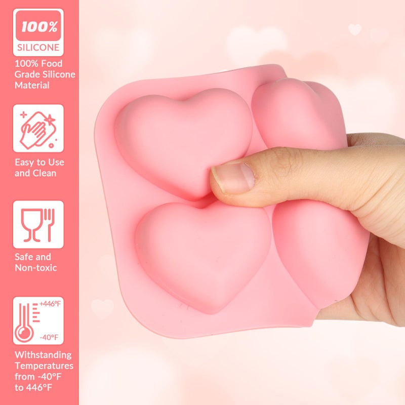 KINYFY 2 Pcs Heart Silicone Molds, 3D Heart Chocolate Molds, Valentine's Day Fondant Mold for DIY Cake, Chocolate, Candy, Jelly, Wax Melt, Ice Cubes - Image 5