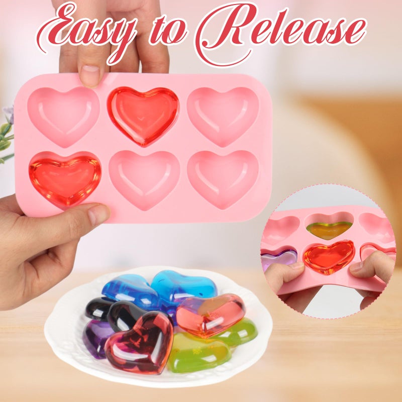 KINYFY 2 Pcs Heart Silicone Molds, 3D Heart Chocolate Molds, Valentine's Day Fondant Mold for DIY Cake, Chocolate, Candy, Jelly, Wax Melt, Ice Cubes - Image 4