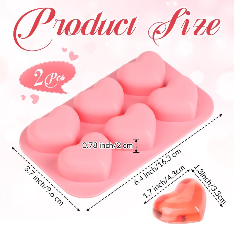 KINYFY 2 Pcs Heart Silicone Molds, 3D Heart Chocolate Molds, Valentine's Day Fondant Mold for DIY Cake, Chocolate, Candy, Jelly, Wax Melt, Ice Cubes - Image 2
