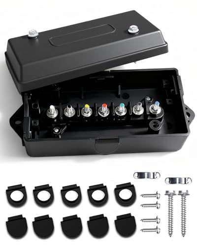 GLUWPA 7 Pin Trailer Junction Box Waterproof 7 Way Trailer Wiring Junction Box for Rewiring RVs Campers More Tidy Your 7 Pin Trailer Wiring Harness Quick Identification Sealed Protection - Image 1