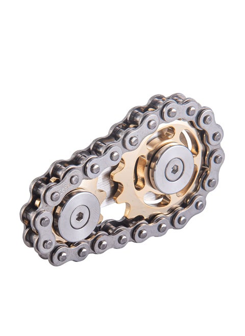 Bike Chain Gear Fidget Spinner, Metal Sprocket Chain Fidget Toy Stress Anxiety Relief Fidget Toy Focus Finger Spinning Toy Stainless Steel Sensory Bearings EDC Novelty Toy Golden Plating Sprocket