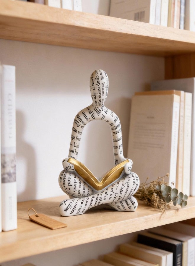 XIAOMAGG White Modern Reading Figurine Statue - Abstract Thinker Sculptures Art Ornament for Bookshelf & Desk Decor, Modern Bookworm Reader Figurine for Home Office Living Room Coffee Table - Gifts for Women - Image 5