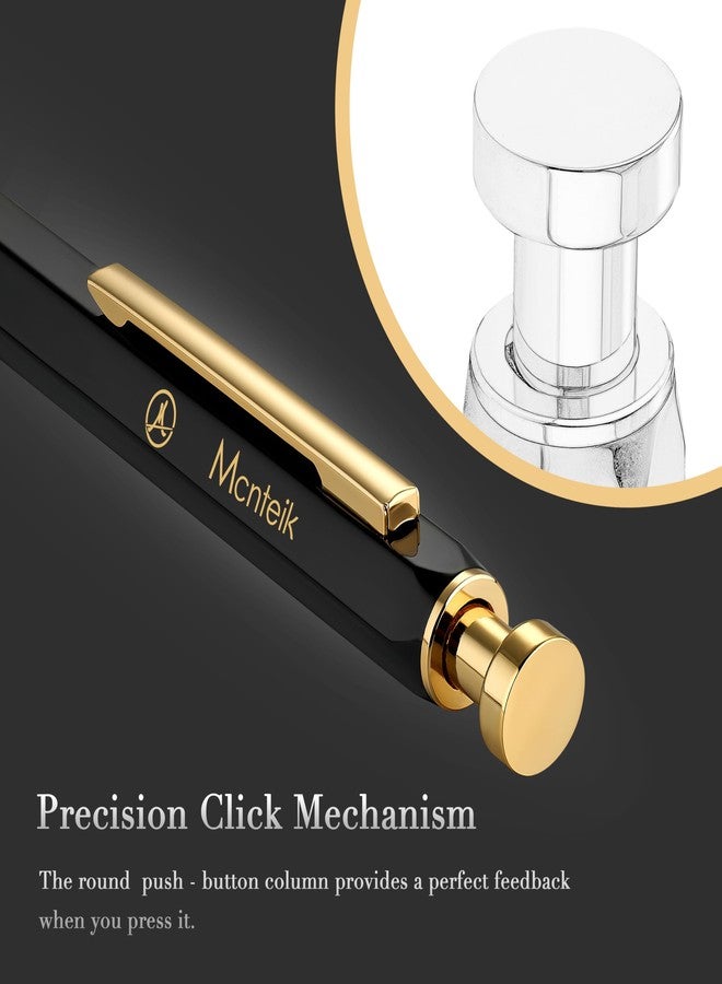 MCNTEIK Black Click Pen With 24K Gold Finish, Fine lacquer work, Exquisite Gel Pen Gift Set for Men & Women, ADMOK Black refill, Office Supplies, Professional, Executive, Nice Retractable Pen - Image 2