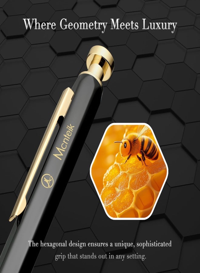 MCNTEIK Black Click Pen With 24K Gold Finish, Fine lacquer work, Exquisite Gel Pen Gift Set for Men & Women, ADMOK Black refill, Office Supplies, Professional, Executive, Nice Retractable Pen - Image 3