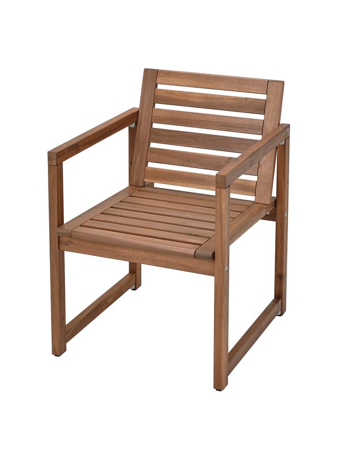 Zaboon Chair with armrests, outdoor, light brown stained - Image 1