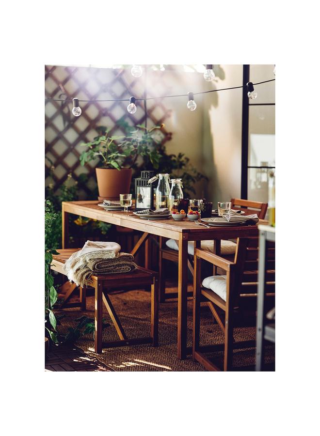 Zaboon Chair with armrests, outdoor, light brown stained - Image 3