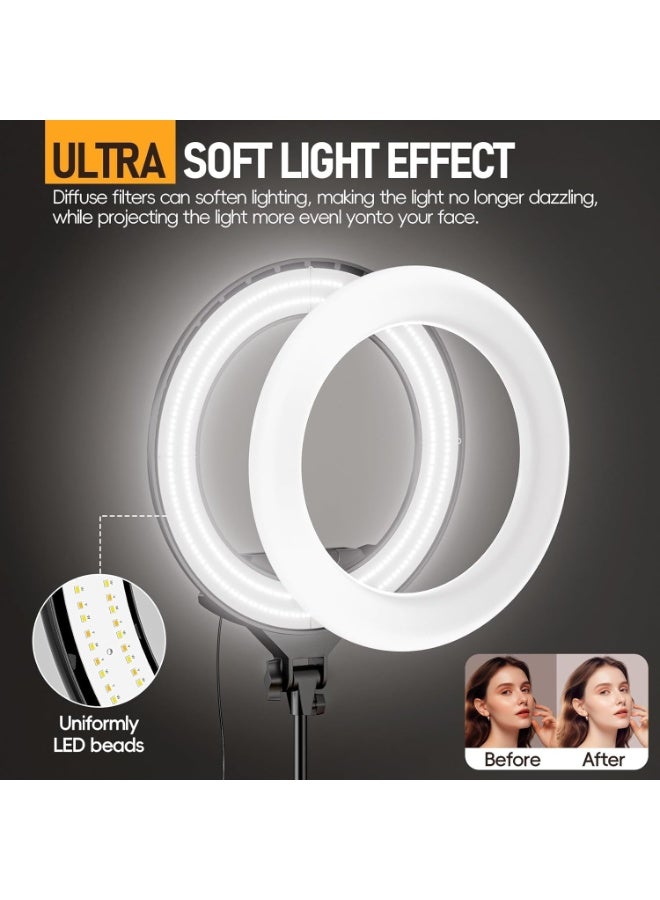 18-Inch LED Ring Light with Stand – 65W Adjustable Lighting 3200–5500K for Photography, Video, and Makeup - Image 2