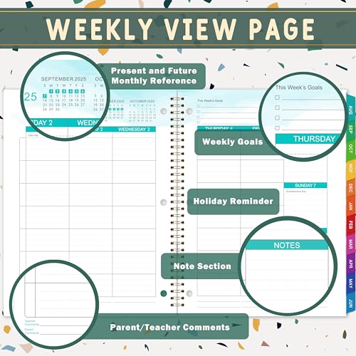 Indeme Student Planner 2025-2026 - Weekly and Monthly Planner2025-2026 with Colorful Tabs & Stickers, Aug. 2025 - June 2026, 9" x 11", School Planner for Middle or High School - Image 4