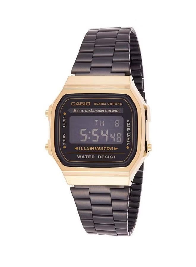 CASIO Vintage Gold & Black Digital Watch – Illuminator LED Display, Alarm Chronograph, Water-Resistant, Retro Style Timepiece with Electro Luminescence & Stainless Steel Band - Image 1