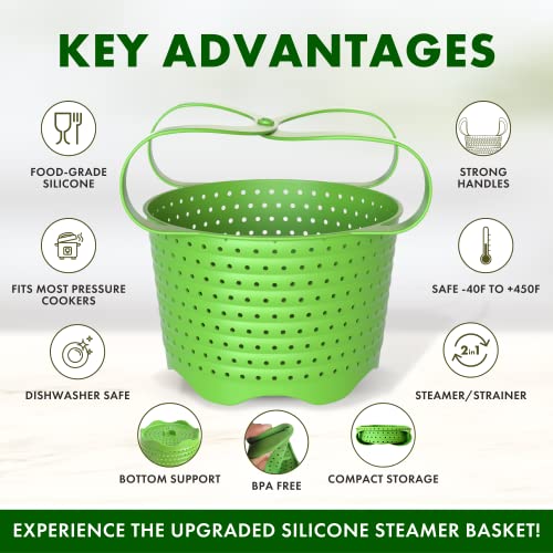 Avokado Silicone Steamer Basket for 8qt Instant Pot [3qt, 6qt avail], Other Pressure Cookers - 100% Food Safe, BPA-Free, Dishwasher Safe Collapsible Vegetable Steamer Basket & Strainer - Image 4