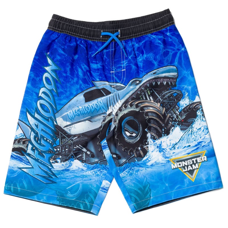 Monster Jam Megalodon Little Boys Rash Guard and Swim Trunks Outfit Set Blue 6 - Image 3