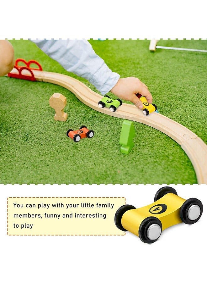 FIRSTAR 4 Pcs Wooden Car Toys, Colorful Car Ramp Toy, Replacement Vehicle Play Sets (Orange, Green, Blue, Yellow) - Image 5