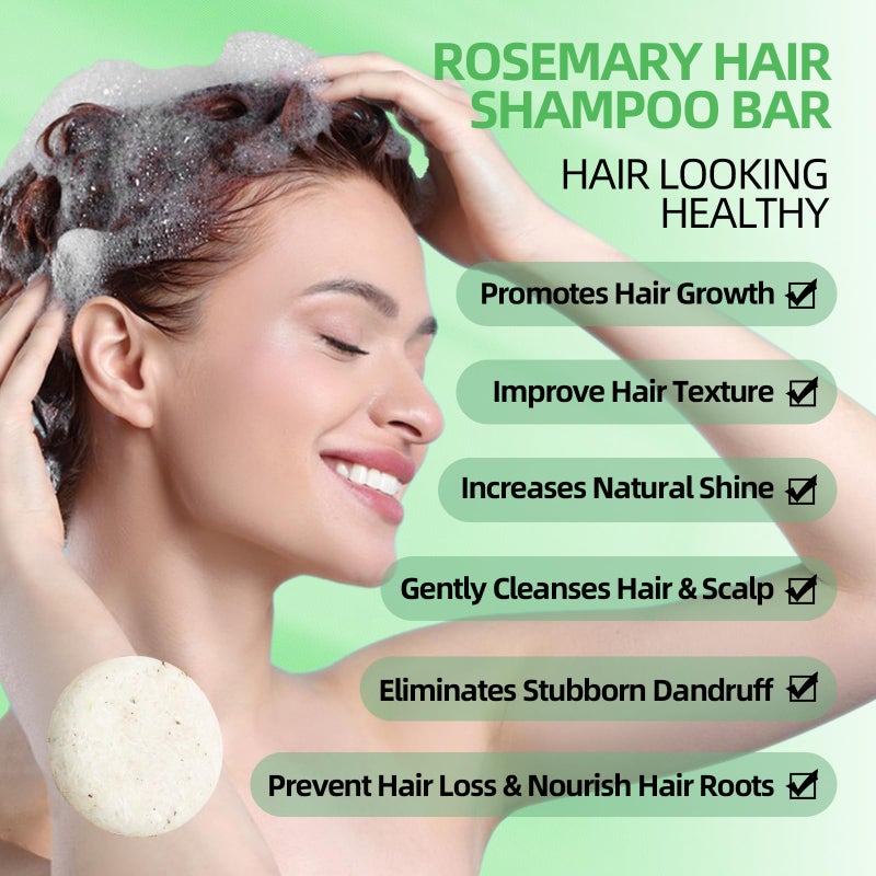 DBEAUTYM 2 Pack Rosemary Hair Shampoo Bar,Deep Cleansing for Scalp Hair Loss Shampoo Soap,Organic Hair Oil Control,Solid Shampoo for Hair Growth, Refreshing and Hydrating Soap for Stocking Stuffers Women Gifts - Image 4
