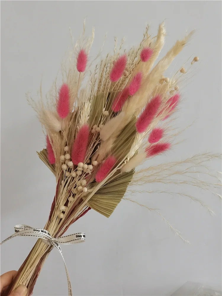 Bluejw H05182 Boho Wedding Decor: Natural Dried Palm Leaves, Bunny Tail Grass, Pampas Grass Floral Bouquet - Dried Plants for Home & Events - Image 4