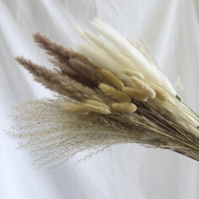 Bluejw H05182 Boho Wedding Decor: Natural Dried Palm Leaves, Bunny Tail Grass, Pampas Grass Floral Bouquet - Dried Plants for Home & Events - Image 1