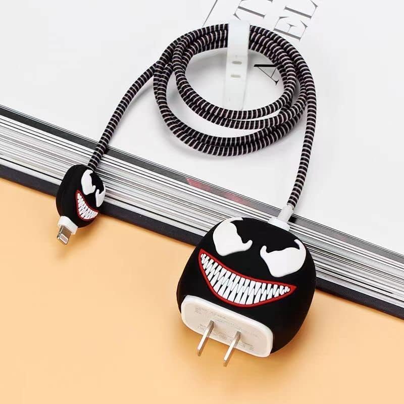 CERLINK Cable Protector for Apple iPhone Charger 20W/18W Type C, 3D Cute Cartoon Case Adaptor Cover Full Cable Connection Protectors Protective Protection Wire Sleeves Guard (Venom) - Image 3