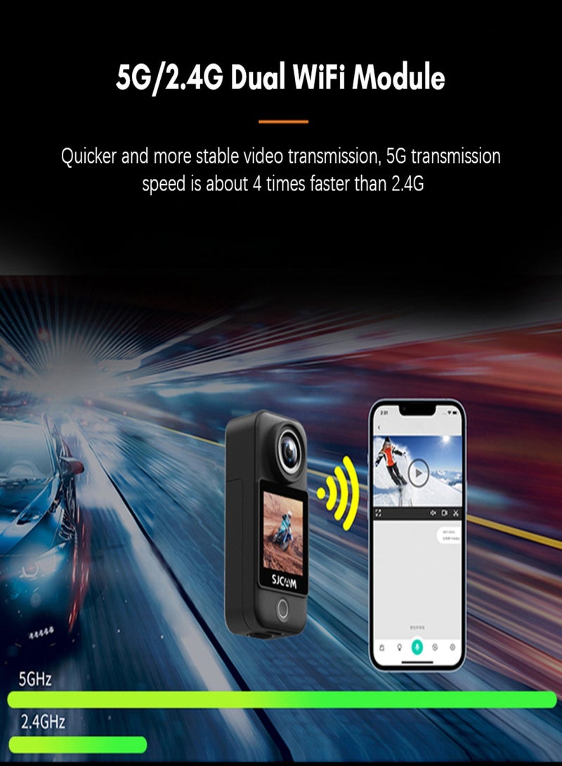 SJCAM C300 Pocket 4K 30FPS Action Camera 5G/2.4G WiFi Sports Camera 1.33 Inch Touch Control Screens 154° Wide Angle Lens 6-Axis Gyro Stabilization 30M Waterproof Night Vision with Detachable  Battery - Image 2