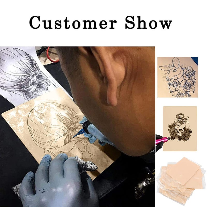 CICITOYWO 5 Pcs Blank Tattoo Skin Practice, Fake Skin Double Sides 8x6in Tattooing Microblading Eyebrow Practice Skin Kit Tattoo Supplies for Tattoo Beginners and Experienced Tattoo Artists (5pcs) - Image 2