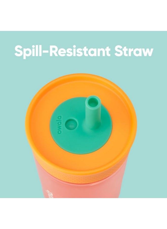 Owala Owala Kids Insulation BPA-Free Plastic Tumbler with Spill Resistant Flexible Straw, Easy to Clean, Kids Water Bottle, Great for Travel, Dishwasher Safe, 15 Oz, Navy and Blue (Home Base)  - Image 1