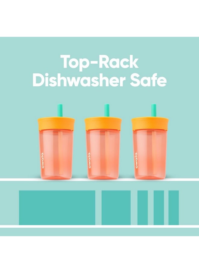 Owala Owala Kids Insulation BPA-Free Plastic Tumbler with Spill Resistant Flexible Straw, Easy to Clean, Kids Water Bottle, Great for Travel, Dishwasher Safe, 15 Oz, Navy and Blue (Home Base)  - Image 4