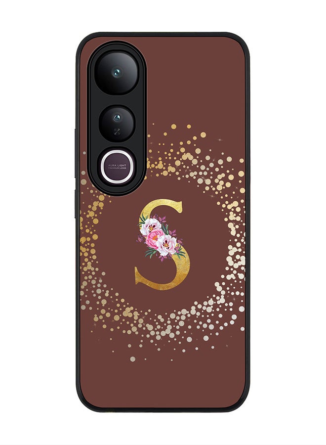 Stylizedd For vivo V50 Lite Case,Slim fit Camera Protection, Shockproof Thin Phone cover  - Custom Monogram Floral - S  (Brown )