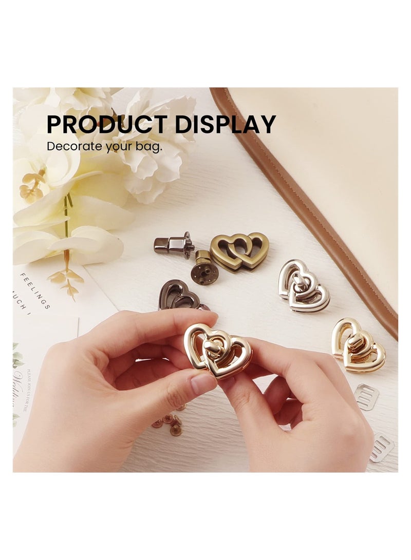 6 Pieces Heart Shape Metal Twist Lock Purse Clasp Hardware for Bag Making and Handbags Closure Clips - Image 3