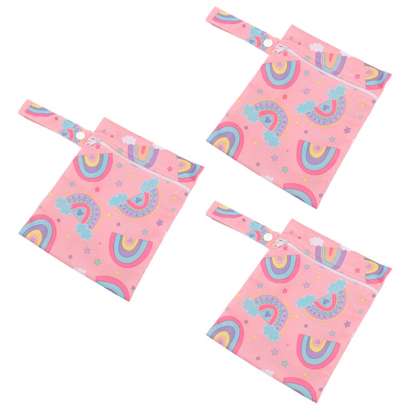 3pcs Wet Dry Bags for Diaper Bag Water Resistant Reusable Detachable Snap Handle Printed Cloth Diaper Wet Dry Bags 15x20cm - Image 5