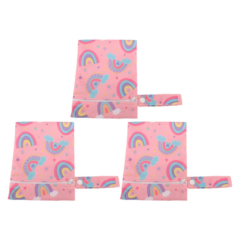 3pcs Wet Dry Bags for Diaper Bag Water Resistant Reusable Detachable Snap Handle Printed Cloth Diaper Wet Dry Bags 15x20cm - Image 4